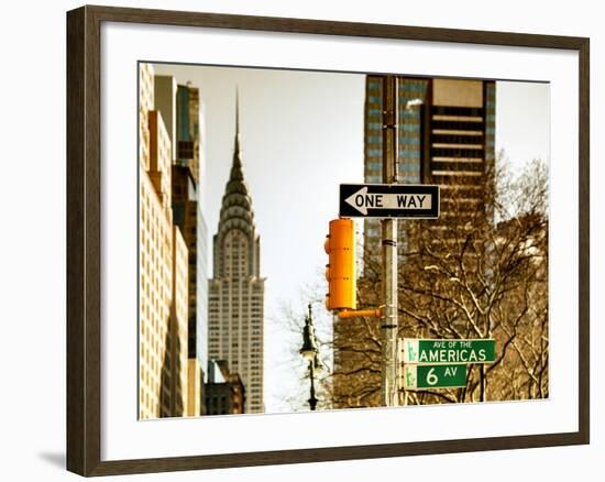 View of The Chrysler Building and Avenue of the Americas Sign - Manhattan - New York-Philippe Hugonnard-Framed Photographic Print