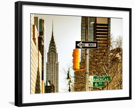 View of The Chrysler Building and Avenue of the Americas Sign - Manhattan - New York-Philippe Hugonnard-Framed Photographic Print