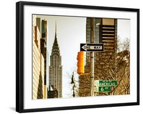 View of The Chrysler Building and Avenue of the Americas Sign - Manhattan - New York-Philippe Hugonnard-Framed Photographic Print