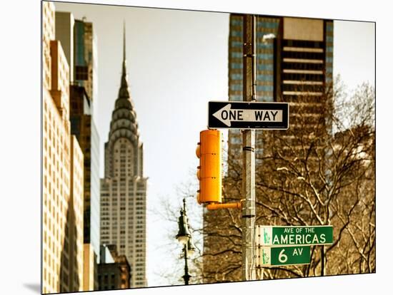 View of The Chrysler Building and Avenue of the Americas Sign - Manhattan - New York-Philippe Hugonnard-Mounted Photographic Print