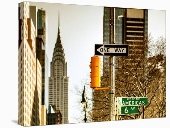 View of The Chrysler Building and Avenue of the Americas Sign - Manhattan - New York-Philippe Hugonnard-Stretched Canvas