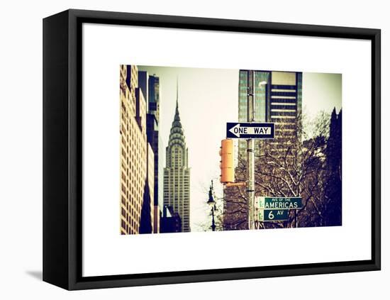 View of The Chrysler Building and Avenue of the Americas Sign - Manhattan - New York-Philippe Hugonnard-Framed Stretched Canvas