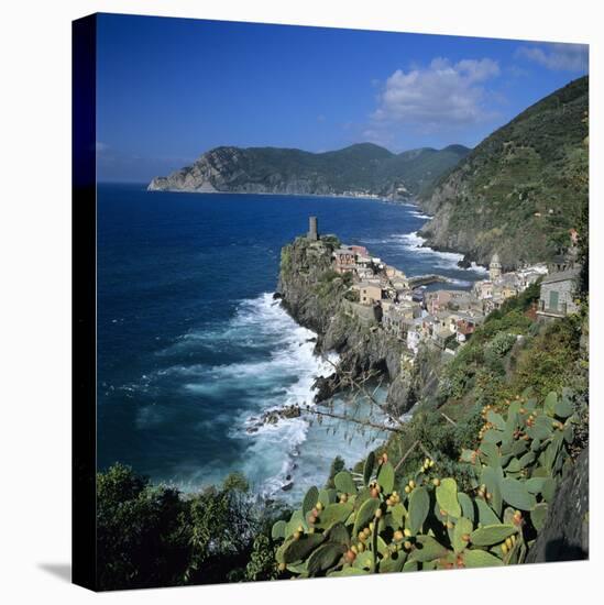 View of the Cinque Terre Village of Vernazza-Stuart Black-Stretched Canvas