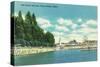 View of the City Beach and Pier - Coeur d'Alene, ID-Lantern Press-Stretched Canvas