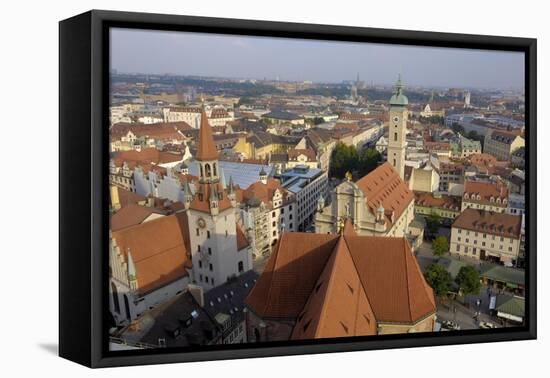 View of the City from the Tower of Peterskirche, Munich, Bavaria, Germany-Gary Cook-Framed Stretched Canvas