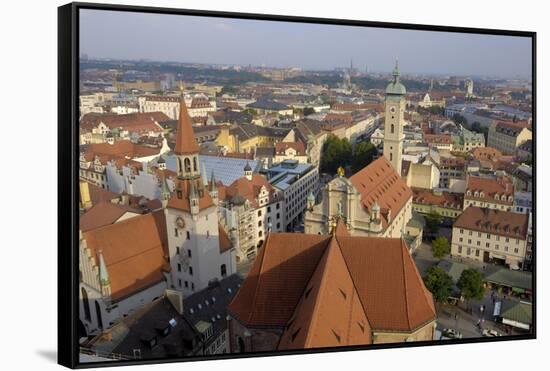 View of the City from the Tower of Peterskirche, Munich, Bavaria, Germany-Gary Cook-Framed Stretched Canvas