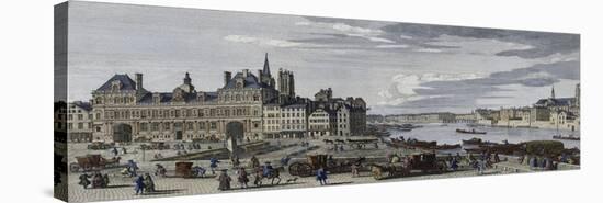 View of the City Hall of Paris and the Ile De La Cité-Jacques Rigaud-Stretched Canvas