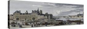 View of the City Hall of Paris and the Ile De La Cité-Jacques Rigaud-Stretched Canvas