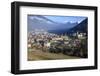 View of the city of Chur surrounded by woods and snowy peaks, district of Plessur, Canton of Graubu-Roberto Moiola-Framed Photographic Print