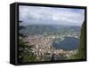 View of the City of Como from Brunate, Lake Como, Lombardy, Italian Lakes, Italy, Europe-Peter Barritt-Framed Stretched Canvas