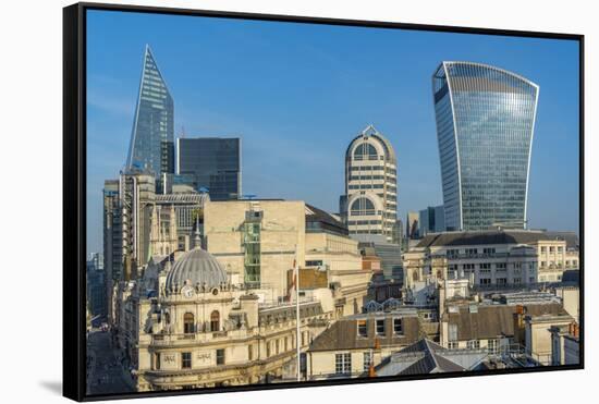 View of The City of London skyline and 20 Fenchurch Street (The Walkie Talkie), London, England-Frank Fell-Framed Stretched Canvas