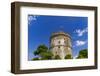 View of the city's landmark The White Tower, with Greek flag waving on top, Thessaloniki, Greece, E-null-Framed Photographic Print