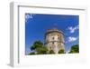 View of the city's landmark The White Tower, with Greek flag waving on top, Thessaloniki, Greece, E-null-Framed Photographic Print