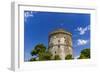 View of the city's landmark The White Tower, with Greek flag waving on top, Thessaloniki, Greece, E-null-Framed Photographic Print