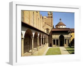 View of the Cloisters and the Pazzi Chapel, 1429-46-Filippo Brunelleschi-Framed Giclee Print