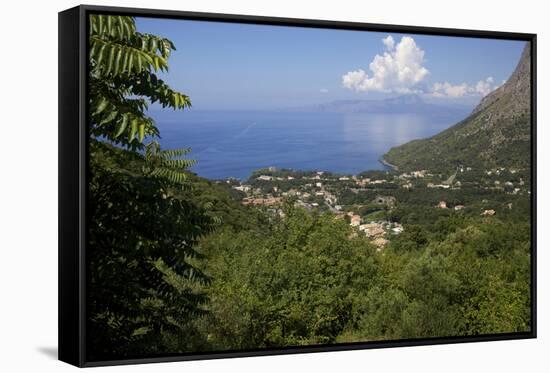 View of the Coast, Maratea, Tyrrhenian Sea, Basilicata, Italy, Europe-Olivier Goujon-Framed Stretched Canvas