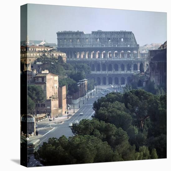 View of the Colosseum from the Victor Emmanuel II Monument, 1st Century-CM Dixon-Stretched Canvas