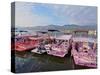 View of the colourful boats in Paraty, State of Rio de Janeiro, Brazil, South America-Karol Kozlowski-Stretched Canvas