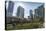 View of the Courthouse in Courthouse Park and surrounding urban office buildings, Downtown Calgary,-Frank Fell-Stretched Canvas