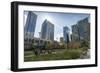 View of the Courthouse in Courthouse Park and surrounding urban office buildings, Downtown Calgary,-Frank Fell-Framed Photographic Print