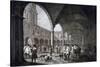 View of the Courtyard in the Royal Exchange with Merchants and Brokers, City of London, 1788-Francesco Bartolozzi-Stretched Canvas