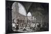 View of the Courtyard in the Royal Exchange with Merchants and Brokers, City of London, 1788-Francesco Bartolozzi-Mounted Giclee Print