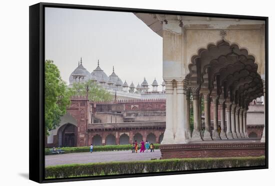 View of the Courtyard of the Taj Mahal. One of the Most Remarkable Sights of Muslim Architecture-Roberto Moiola-Framed Stretched Canvas