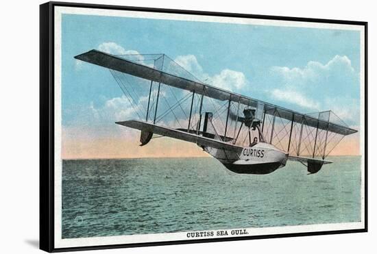 View of the Curtiss Sea Gull Airplane-Lantern Press-Framed Stretched Canvas