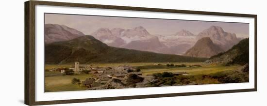View of the Dachstein Massif, 19Th Century (Oil on Panel)-August Albert Zimmermann-Framed Premium Giclee Print