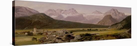 View of the Dachstein Massif, 19Th Century (Oil on Panel)-August Albert Zimmermann-Stretched Canvas