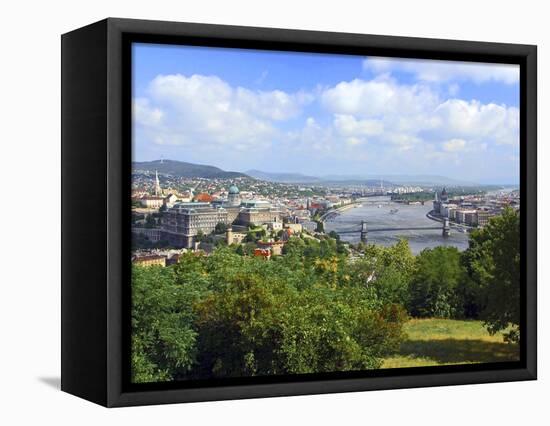 View of the Danube River, Budapest, Hungary-Miva Stock-Framed Stretched Canvas