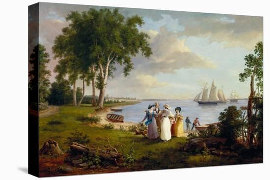 View of the Delaware near Philadelphia, 1831 (Oil on Canvas)-Thomas Birch-Stretched Canvas