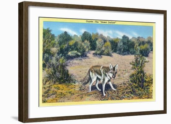 View of the Desert Outlaw, the Coyote-Lantern Press-Framed Art Print