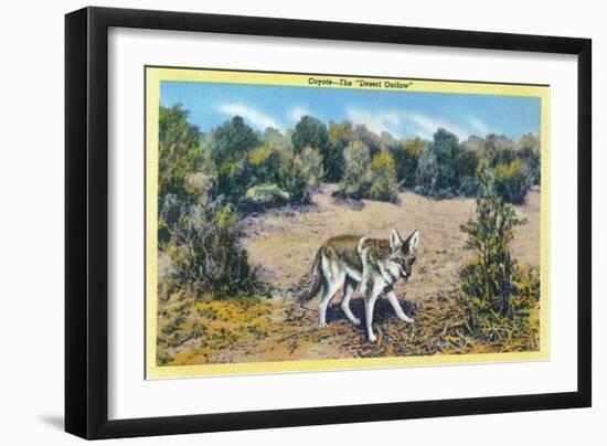View of the Desert Outlaw, the Coyote-Lantern Press-Framed Art Print