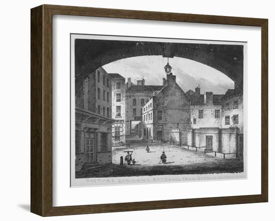 View of the Doctors' Commons Entrance from St Paul's Churchyard, City of London, 1800-John King-Framed Giclee Print