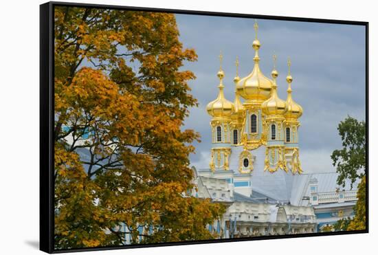 View of the domes of the Chapel of the Catherine Palace, UNESCO World Heritage Site, Pushkin, near-Miles Ertman-Framed Stretched Canvas