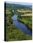 View of the Dordogne River, Bastide Town of Domme, Les Plus Beaux Villages De France, Dordogne, Fra-Peter Richardson-Stretched Canvas