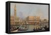 View of the Ducal Palace in Venice-Canaletto-Framed Stretched Canvas