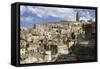 View of the Duomo and the Sassi of Matera, from the Cliffside, Basilicata, Italy, Europe-Olivier Goujon-Framed Stretched Canvas