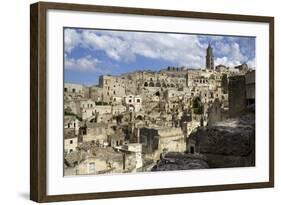 View of the Duomo and the Sassi of Matera, from the Cliffside, Basilicata, Italy, Europe-Olivier Goujon-Framed Photographic Print