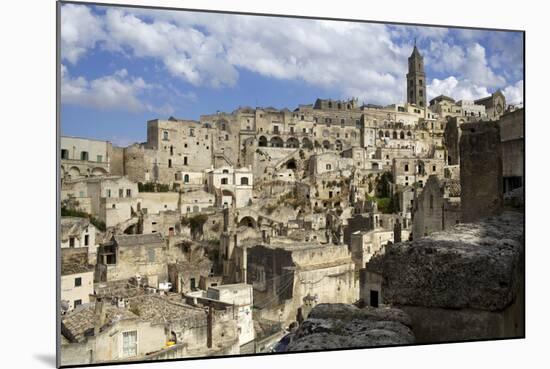 View of the Duomo and the Sassi of Matera, from the Cliffside, Basilicata, Italy, Europe-Olivier Goujon-Mounted Photographic Print