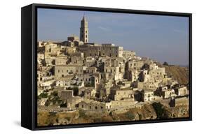 View of the Duomo and the Sassi of Matera, from the Cliffside, Matera, Basilicata, Italy, Europe-Olivier Goujon-Framed Stretched Canvas