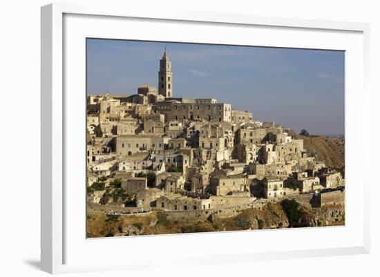 View of the Duomo and the Sassi of Matera, from the Cliffside, Matera, Basilicata, Italy, Europe-Olivier Goujon-Framed Photographic Print