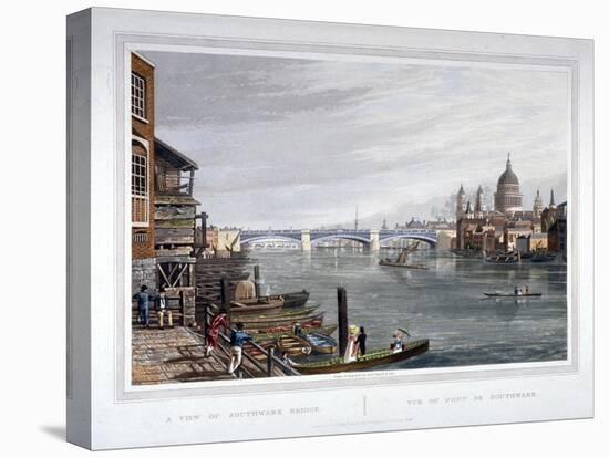 View of the East Side of Southwark Bridge, London, 1820-Robert Havell the Younger-Stretched Canvas