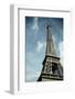 View of the Eiffel Tower with Blue Sky and White Clouds, Paris, France-pedrosala-Framed Photographic Print