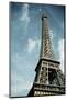 View of the Eiffel Tower with Blue Sky and White Clouds, Paris, France-pedrosala-Mounted Photographic Print