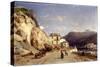 View of the Entrance to the Harbour, Nice (Oil on Canvas)-Francois Antoine Leon Fleury-Stretched Canvas