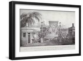 View of the Entrance to the Suspension Bridge at Hammersmith..., London, 1827-Thomas Mann Baynes-Framed Giclee Print