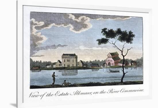 View of the Estate Alkmaar, on the River Commewine, 1813-John Gabriel Stedman-Framed Giclee Print