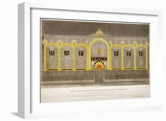 View of the Excise Office, Old Broad Street, City of London, as Illuminated in June 1814-John Brewster-Framed Giclee Print